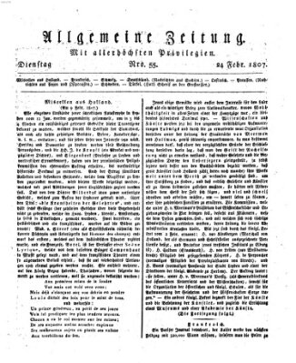 Allgemeine Zeitung Dienstag 24. Februar 1807