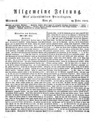 Allgemeine Zeitung Mittwoch 25. Februar 1807