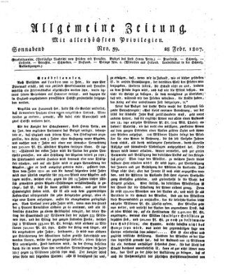 Allgemeine Zeitung Samstag 28. Februar 1807