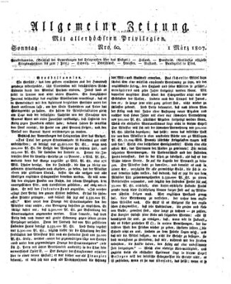 Allgemeine Zeitung Sonntag 1. März 1807