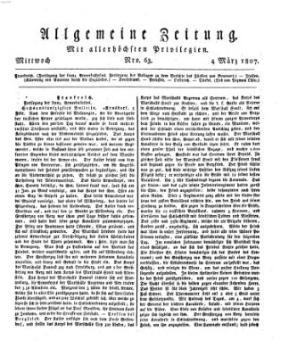 Allgemeine Zeitung Mittwoch 4. März 1807