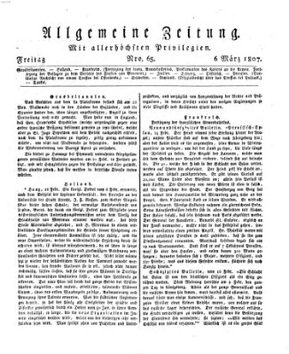 Allgemeine Zeitung Freitag 6. März 1807