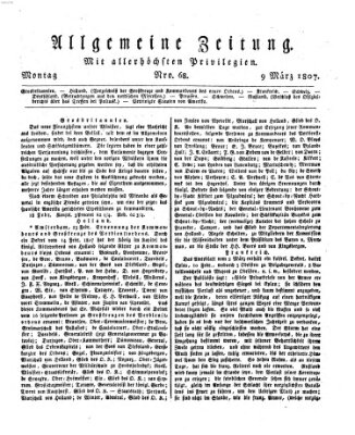 Allgemeine Zeitung Montag 9. März 1807