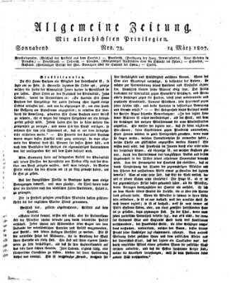 Allgemeine Zeitung Samstag 14. März 1807