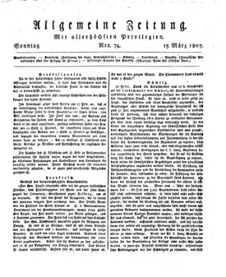 Allgemeine Zeitung Sonntag 15. März 1807