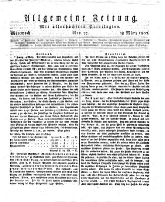 Allgemeine Zeitung Mittwoch 18. März 1807