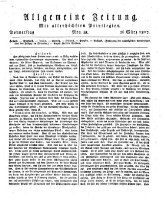 Allgemeine Zeitung Donnerstag 26. März 1807