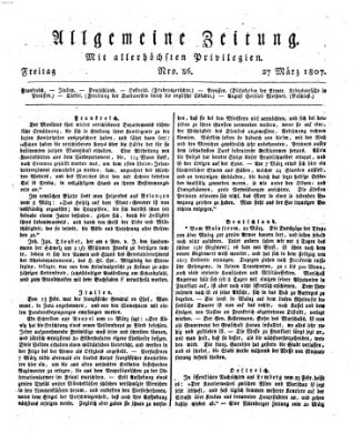 Allgemeine Zeitung Freitag 27. März 1807