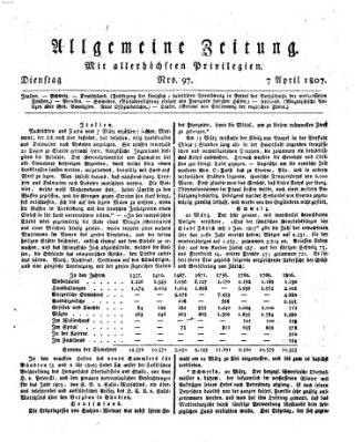 Allgemeine Zeitung Dienstag 7. April 1807