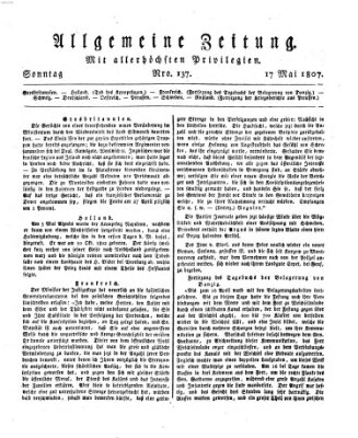 Allgemeine Zeitung Sonntag 17. Mai 1807