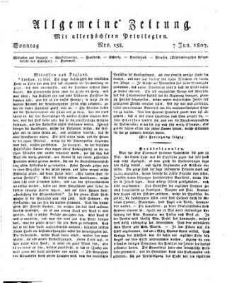 Allgemeine Zeitung Sonntag 7. Juni 1807