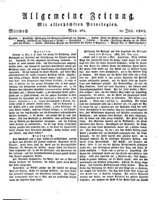 Allgemeine Zeitung Mittwoch 10. Juni 1807