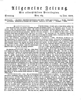 Allgemeine Zeitung Sonntag 14. Juni 1807