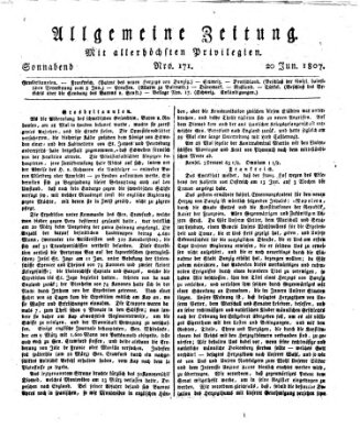 Allgemeine Zeitung Samstag 20. Juni 1807