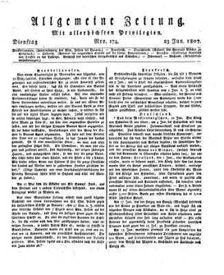 Allgemeine Zeitung Dienstag 23. Juni 1807