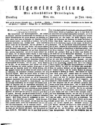 Allgemeine Zeitung Dienstag 30. Juni 1807