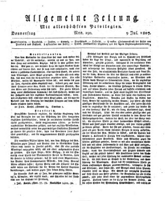 Allgemeine Zeitung Donnerstag 9. Juli 1807