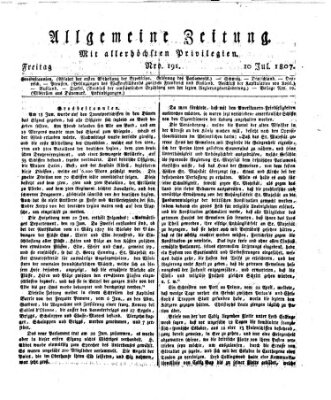 Allgemeine Zeitung Freitag 10. Juli 1807