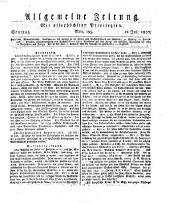 Allgemeine Zeitung Sonntag 12. Juli 1807