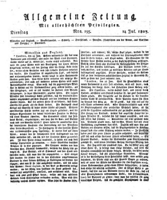 Allgemeine Zeitung Dienstag 14. Juli 1807