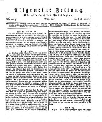 Allgemeine Zeitung Montag 20. Juli 1807