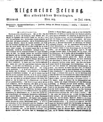 Allgemeine Zeitung Mittwoch 22. Juli 1807