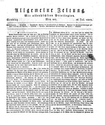 Allgemeine Zeitung Sonntag 26. Juli 1807