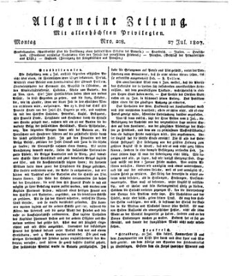 Allgemeine Zeitung Montag 27. Juli 1807