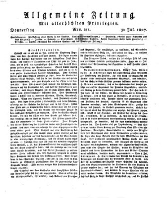 Allgemeine Zeitung Donnerstag 30. Juli 1807