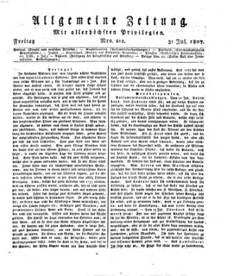 Allgemeine Zeitung Freitag 31. Juli 1807