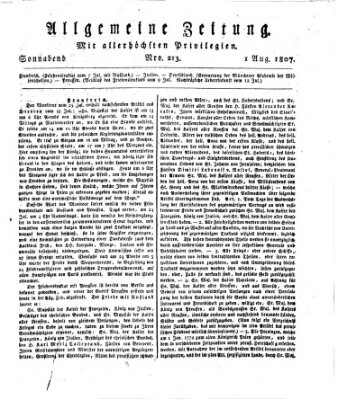 Allgemeine Zeitung Samstag 1. August 1807