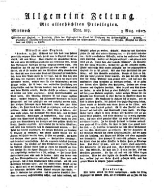 Allgemeine Zeitung Mittwoch 5. August 1807