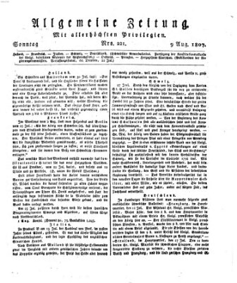 Allgemeine Zeitung Sonntag 9. August 1807