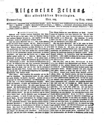 Allgemeine Zeitung Donnerstag 13. August 1807