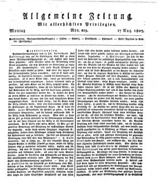 Allgemeine Zeitung Montag 17. August 1807