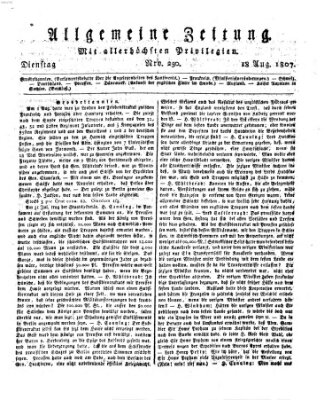 Allgemeine Zeitung Dienstag 18. August 1807