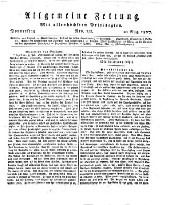 Allgemeine Zeitung Donnerstag 20. August 1807