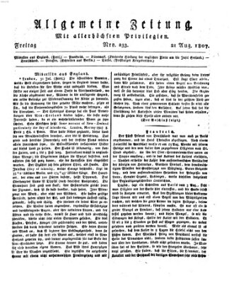 Allgemeine Zeitung Freitag 21. August 1807