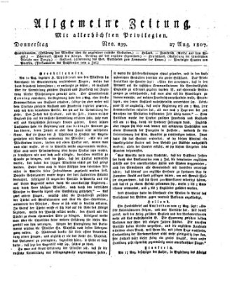 Allgemeine Zeitung Donnerstag 27. August 1807