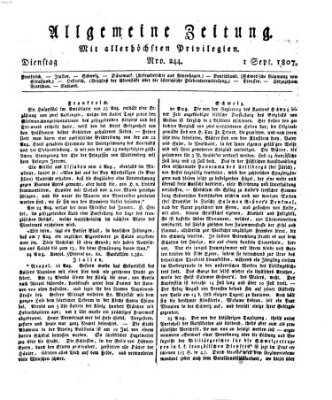 Allgemeine Zeitung Dienstag 1. September 1807