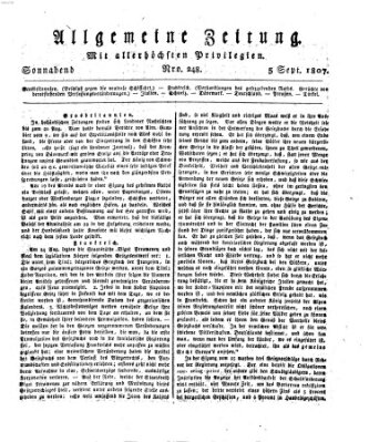 Allgemeine Zeitung Samstag 5. September 1807