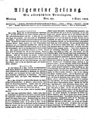 Allgemeine Zeitung Montag 7. September 1807