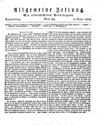 Allgemeine Zeitung Donnerstag 10. September 1807