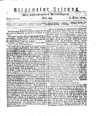 Allgemeine Zeitung Samstag 12. September 1807