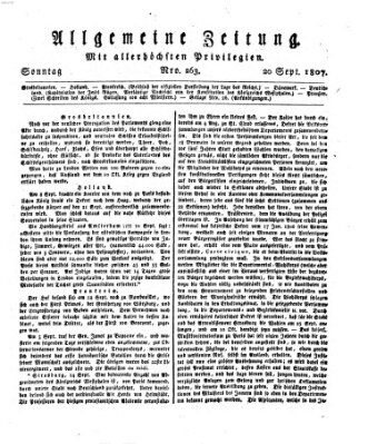 Allgemeine Zeitung Sonntag 20. September 1807