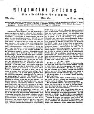 Allgemeine Zeitung Montag 21. September 1807