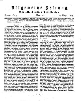 Allgemeine Zeitung Donnerstag 24. September 1807