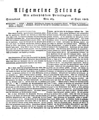 Allgemeine Zeitung Samstag 26. September 1807