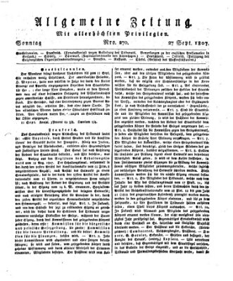 Allgemeine Zeitung Sonntag 27. September 1807