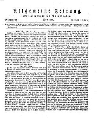 Allgemeine Zeitung Mittwoch 30. September 1807